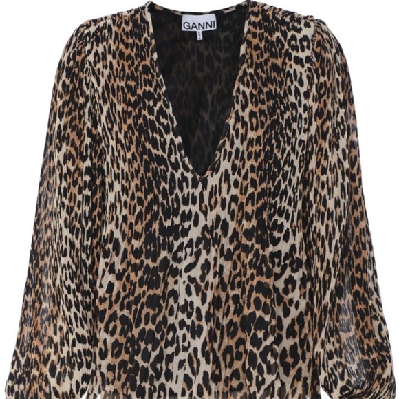 GANNI Leopard Pleated Top - Picture 4 of 6